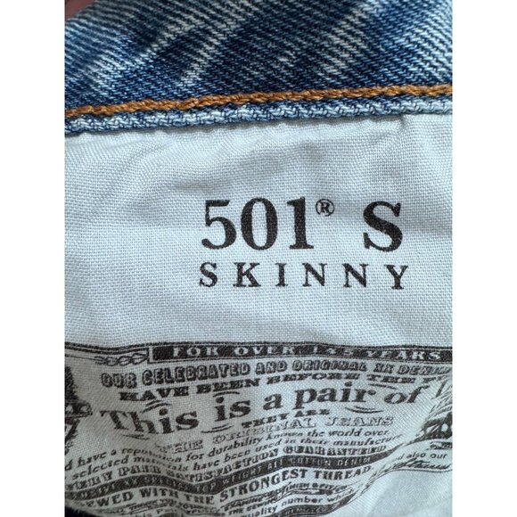 Levi's 501 short skinny button fly size 25 one hundred percent cotton light wash - Picture 5 of 7